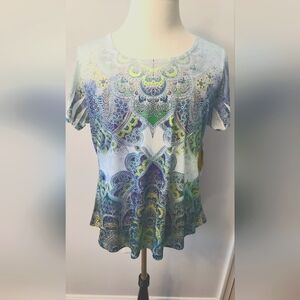 One World, 1x, Multicolored Tshirt With Bling, Short Sleeved, NWT